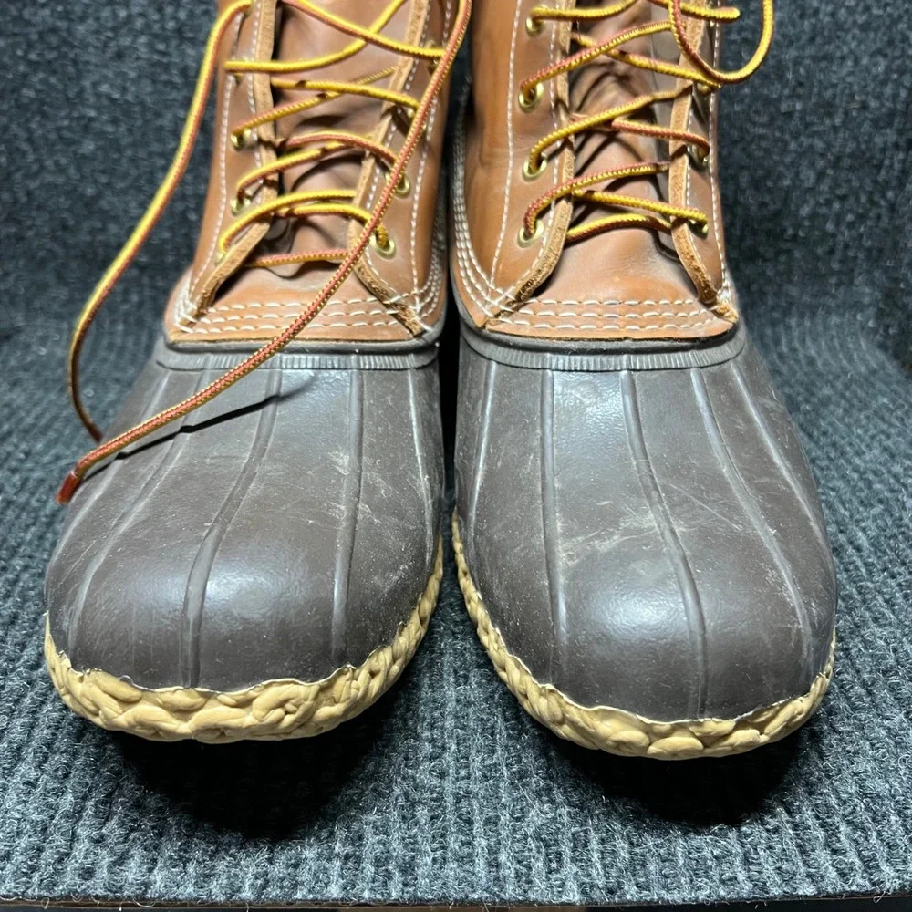 LL Bean Duck Boots Mens 11 W Brown 8 Inch Waterproof Leather‎ Hunting Rain 60009